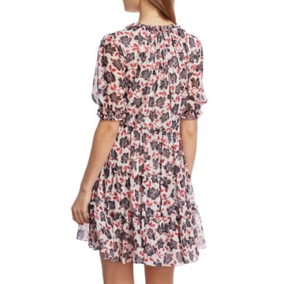 CINQ À SEPT 'Tish' Floral-Print Ruffle-Trim Mini-Dress, Ivory Multi - Picture 4 of 4